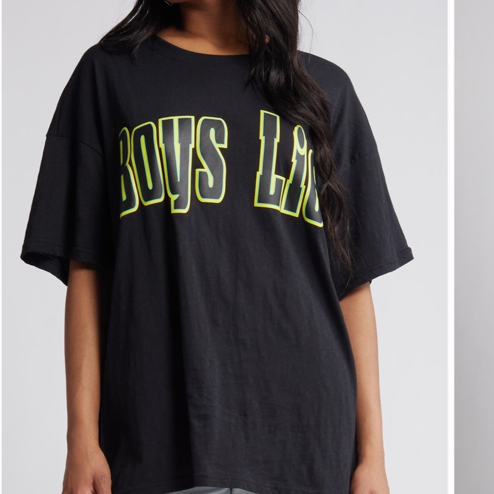 Boys Lie Black and Neon Green Tee - Picture 2 of 5